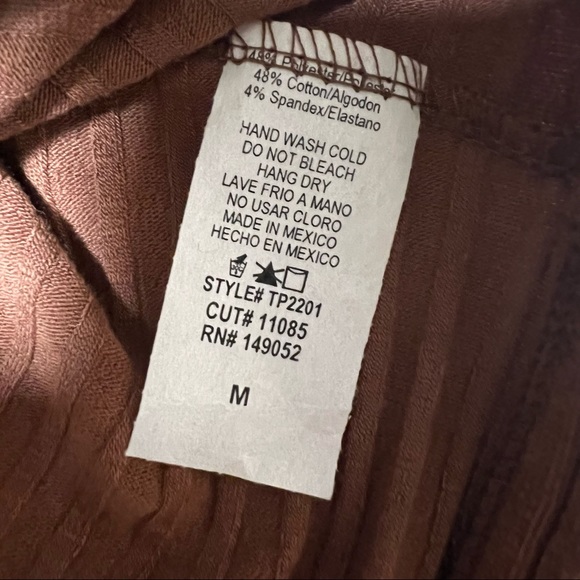 Fashion Nova 2 Piece Long Poet Sleeves Ribbed Brown Crop Top and Pants - Picture 13 of 15